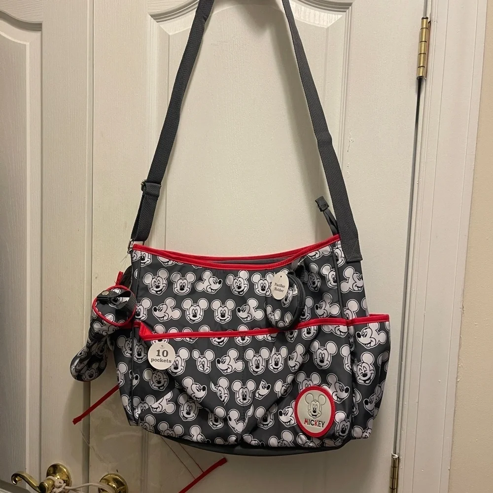 Disney Mickey Toss Print Satchel Wet Pack Changing Pad Pacifier& Bottle Holder